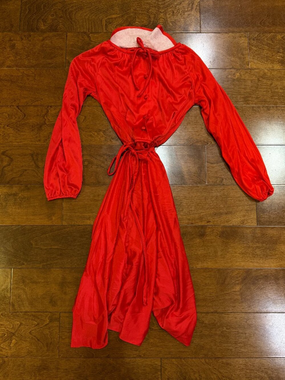 Matthew's Love Petite Small Red Vintage 70s Satin Handkerchief Hem Dress
